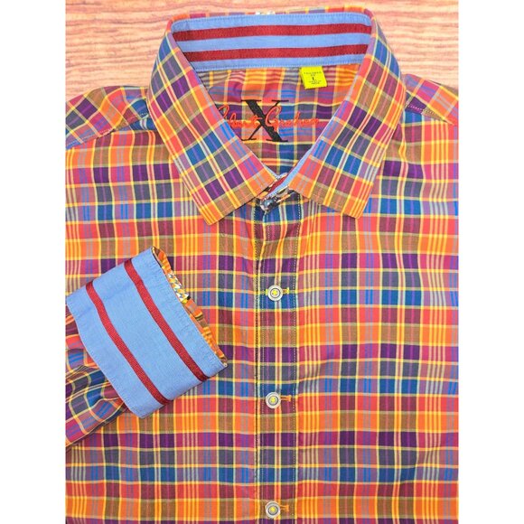 Robert Graham X Mens Tailored Fit Plaid Button-Down Shirt Large - Picture 4 of 8